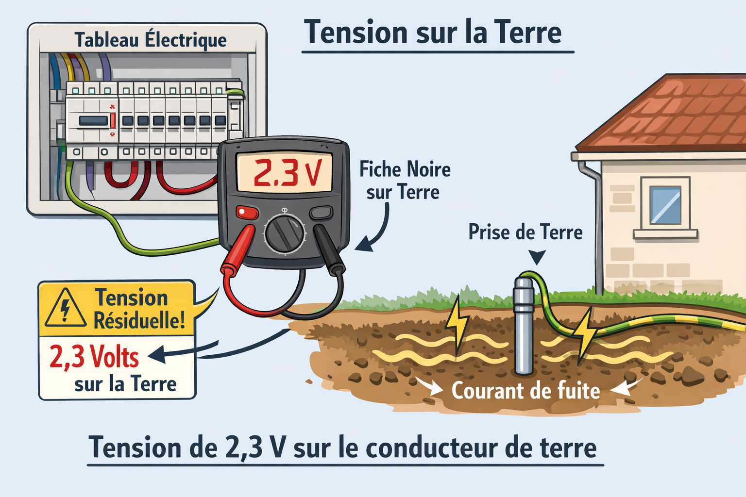 Pourquoi il y a de la tension sur le conducteur de terre ?