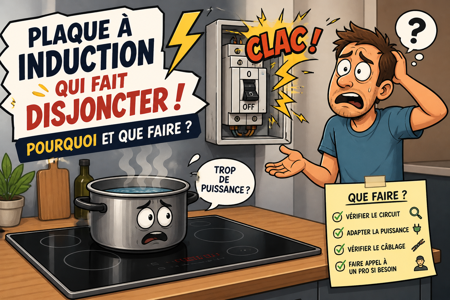 Plaque à induction qui disjoncte : pourquoi et que faire ?
